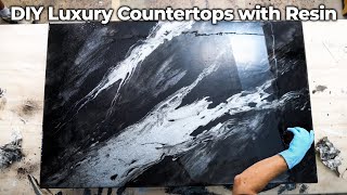 How to Make Black Marble Countertops with Resin [upl. by Loma]