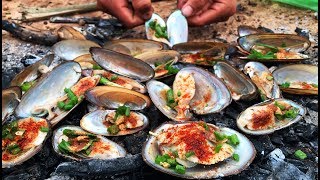 Smart boys cooking clams recipe in wild  Eating delicious [upl. by Yrellih]