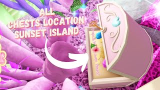 ALL CHESTS LOCATIONS IN ROYALE HIGH 2022 SUNSET ISLAND EASY GUIDE  ROYAL HIGH 2022 Roblox [upl. by Derinna374]