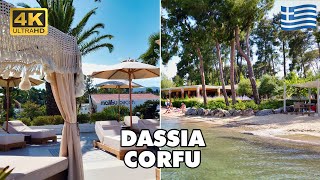 DASSIA 🌞 Corfu Island Greece 🇬🇷  Luxurious Resort amp Beautiful Sandy Beach 🏖️  4K UHD [upl. by Pass38]