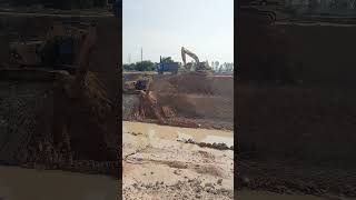 Work Team Cat Excavators Loading Trucks and Operator View [upl. by Eltrym375]