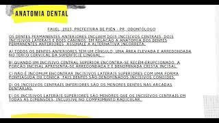 Questões de Anatomia Dental 1 Concurso público Odonto [upl. by Notsehc]