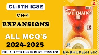 Ch4  Expansions  All MCQS  Cl9th  ICSE  Selina concise mathematics  ProblemsBeater [upl. by Yevi]