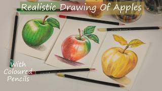 How To Draw Apples Realistically With Coloured Pencils Tutorial  Art Video [upl. by Myrtice]