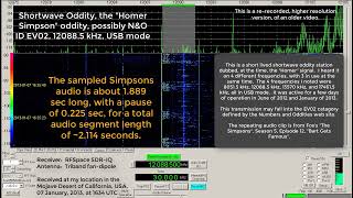 Shortwave Oddity signal the Homer Simpson station freq 2 120885 kHz 06 January 2013 1634 UTC [upl. by Htebsil]