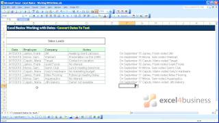 Excel Basics 011 Working with Dates Convert Dates to Text [upl. by Miuqaoj]