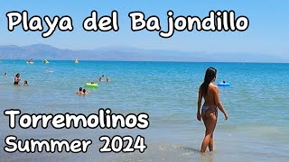 🇪🇸 4K Torremolinos Summer Beach Walk Playa del Bajondillo  Costa del Sol Malaga Spain Andalusia [upl. by Tehcac]