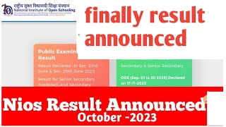 nios result declarednios result updatenios October 2023 resultnios resultnios 2023 result [upl. by Aksoyn]