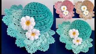 Sombreros Tejidos Fáciles de hacer Elegantes Bonitos TODAS LAS TALLAS a Crochet [upl. by Jerroll]