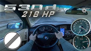 BMW E60 530d 218HP Acceleration amp Top Speed on German Autobahn 100200 kmh [upl. by Tatia]