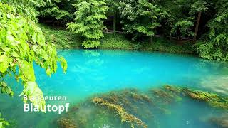 Blautopf Blaubeuren  Aufnahmen in 4K  Wanderung Glasfels Knoblauchfels Rusenschloss Ruckenkreuz [upl. by Erbma]