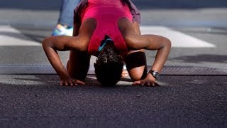 Los Angeles marathon crossing the finish line [upl. by Norvell283]