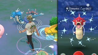 How to catch Guaranteed Shiny Gyarados in wild  First time Mega Gyarados in Pokemon Go 2021 [upl. by Irrep992]