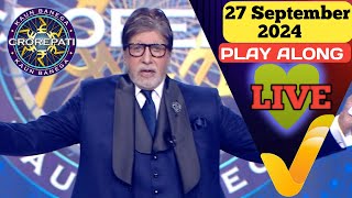 LIVE KBC 27 September Play Along Answers  KBC Play Along Live Answers KBC Live Answers Today [upl. by Ybreh]