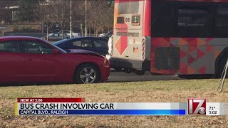 GoRaleigh bus involved in crash with car along Capital Blvd [upl. by Sidonie]