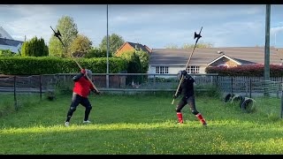 Halberd Sparring  Jordan v Nick [upl. by Ahsatal]