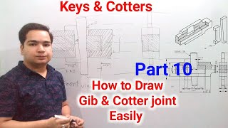 Keys and Cotter  Gib and Cotter Joint Drawing  Part 10  Second Semester  Diploma in Hindi [upl. by Ahsirtal]