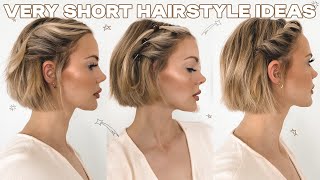 EASY AND QUICK HAIRSTYLES FOR SHORT HAIR updos half updos easy braids and no braid styles [upl. by Eimar]