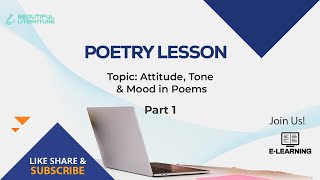 Poetry Lesson Topic Attitude tone amp mood in poems [upl. by Shaeffer]