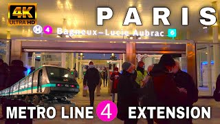 🇫🇷Paris Metro Line 4 Extension Opening 4KProlongement Ligne 4BagneuxLucie Aubrac and Barbara 2022 [upl. by Soane]