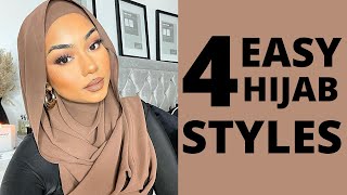 4 EASY HIJAB STYLES  TUTORIAL 2021 [upl. by Ellehcim643]