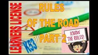 Rules of the road part 2 K53  learners license  South Africa [upl. by Anahsat907]