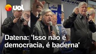 Isso não é democracia é baderna diz Datena após confusão com ala próNunes do PSDB [upl. by Yelssew]