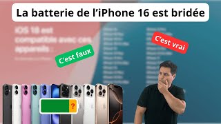 La batterie de l’iPhone 16 est bridée [upl. by Dnomayd604]