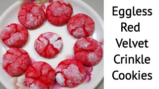 Eggless Red Velvet Crinkle Cookies  Khamang Mejwani [upl. by Nivag]