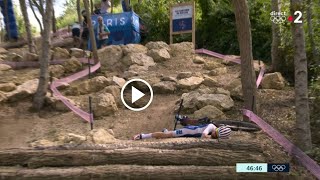 Loana Lecomte Crash Video  Loana Lecomte injury at Mountain Biking womens Cross Country Olympics [upl. by Naleek126]