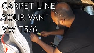 CAMPER CARPET LINING VAN CONVERSION TRANSPORTER T56 Part8 [upl. by Millar32]