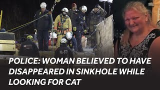 Search for woman believed to have fallen into Pennsylvania sinkhole while searching for her cat [upl. by Awuhsoj]