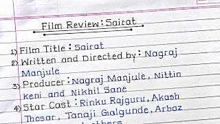 Film Review Writing Sairat in English Sairat film review writing class 12th film review writing [upl. by Galitea]