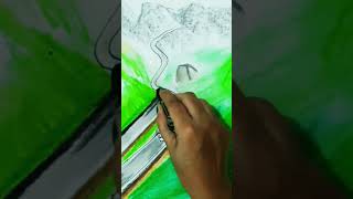 Mountain scenery painting mountain shorts drawing [upl. by Nolyak]