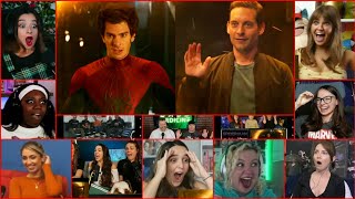 SpiderMan No Way Home Andrew Garfield and Tobey Maguire entry scene Reaction Compilation [upl. by Burnett]