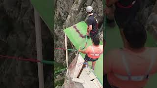 Luke Damants heart stopped with this bungee jump 😱🇰🇬 shorts [upl. by Zetrac]