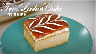 TRES LECHES CAKE Milk Cake Turkish Style  Trileçe [upl. by Rivalee]