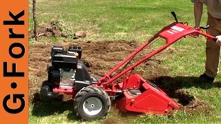 Troy Bilt Rototiller Review  Bronco Axis Vertical Tine  GardenFork [upl. by Ludba]