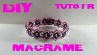 DIY  Tuto FR  Bracelet double pics en macramé [upl. by Anec]