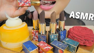 ASMR Mini Mousse Cakes with Real Lipstick Chocolate NO Talking Eating Sounds  NE Lets Eat [upl. by Billat]