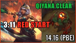 Qiyana Red Clear 311 2 smites  1416 PBE [upl. by Quirita]