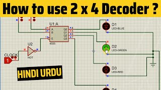 What is 2 to 4 line decoder  How to use decoder in Proteus simulator  4555 Decoder easy explain [upl. by Nahshon]