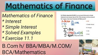 Mathematics of Finance  Interest  Simple Interest  Solved Examples  Ex 111  Bcom h  Part 2 [upl. by Norej]