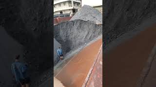 Amazing work  Barge unloads sand  relaxing unloading video [upl. by Nairrod]