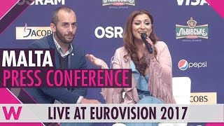 Malta Press Conference — Claudia Faniello quotBreathlesslyquot Eurovision 2017  wiwibloggs [upl. by Freda]