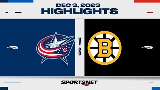 NHL Highlights  Blue Jackets vs Bruins  December 3 2023 [upl. by Ahsinahs]