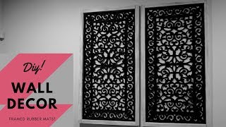 DIY WALL ART HOME DECOR  FRAMED RUBBER MATS  NeesieDoesiT [upl. by Aitital752]