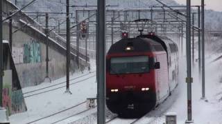 Re Treni nella neve SBB CFF FFS 18 12 2010 Bahnverkehr in Spreitenbach Dietikon [upl. by Mahtal756]