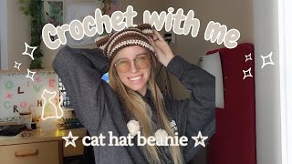 Crochet a Cat Hat beanie with Me  Yeezhee crochet kit review [upl. by Brader]