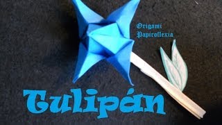 Origami  Papiroflexia Tutorial Flor Tulipán Dificultad medio facil [upl. by Aicirtan362]